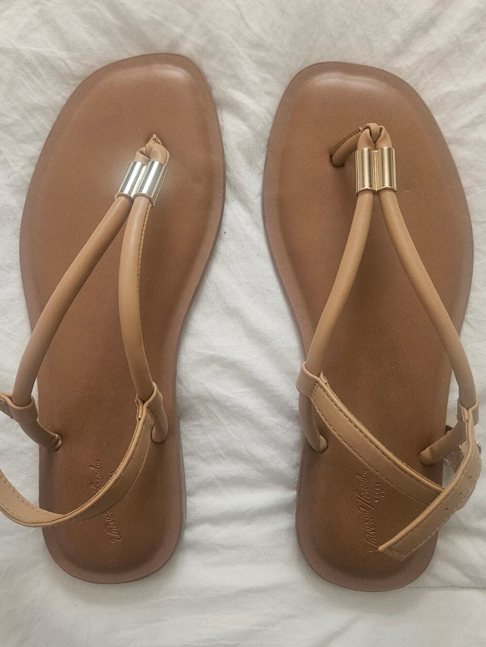Women’s Tan Leather T-Strap Sandals